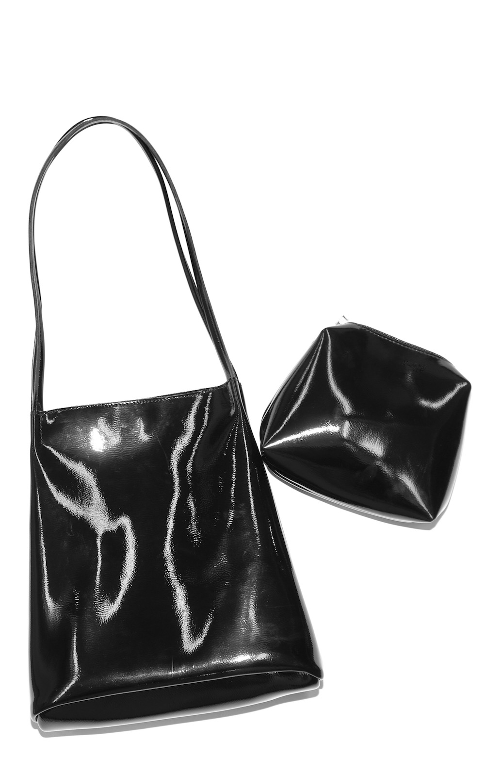 Enamel Tote-Bag *with pouch(black)