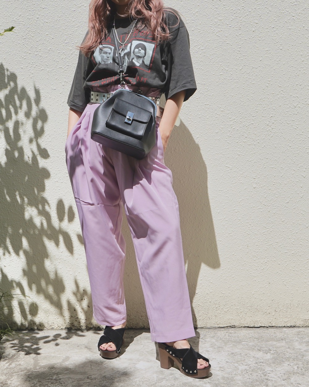 Two Tuck Tapered Pants (lilac) *with Belt