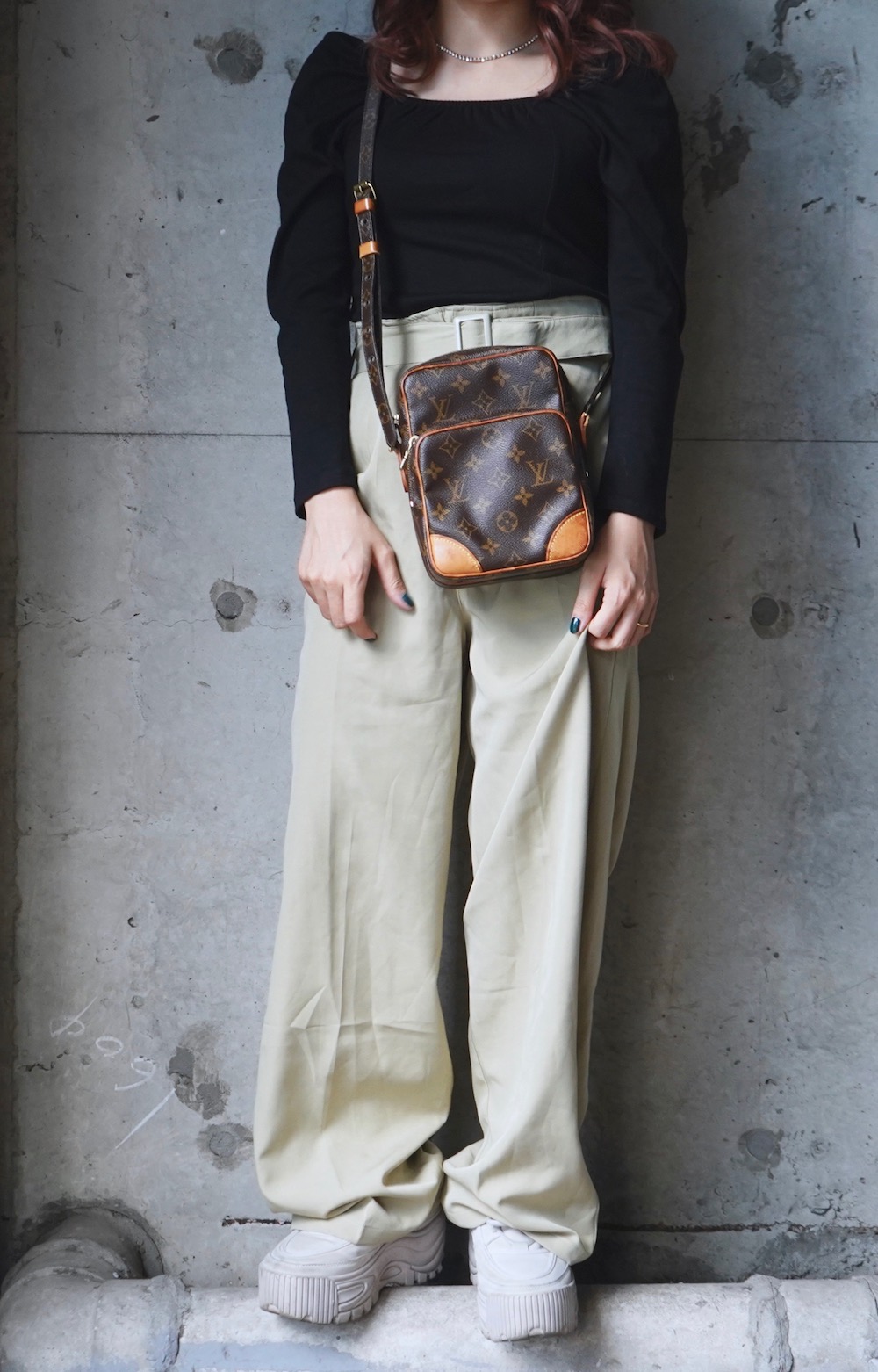 Tuck Wide Slacks (light green) *Belt Set