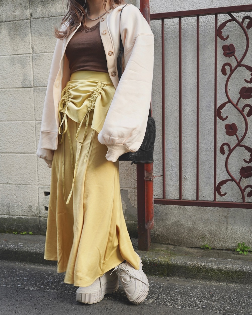 Ribbon String Mermaid Long Skirt (yellow)