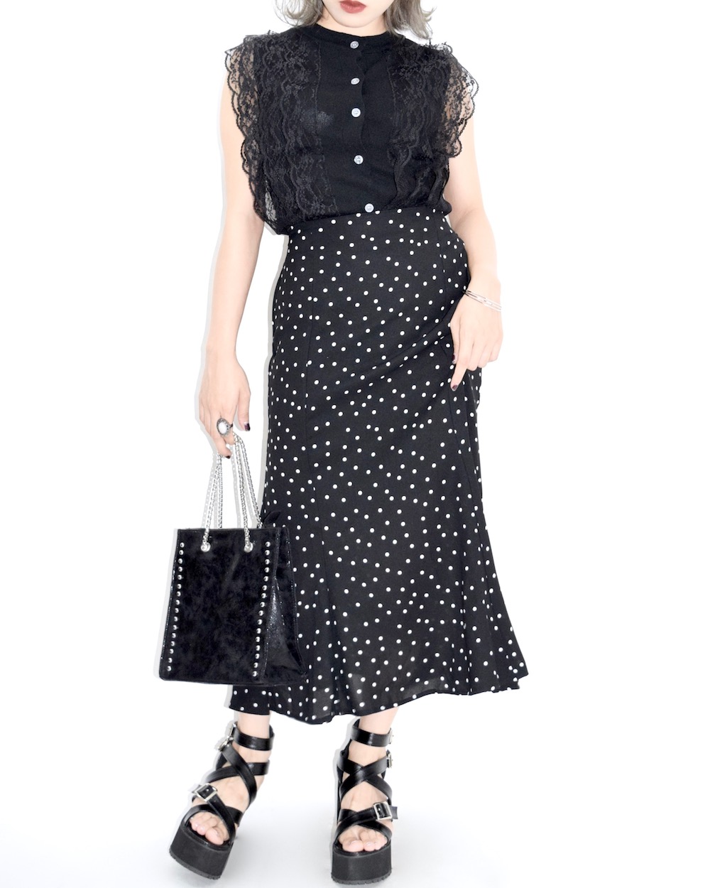 Lace Deign Sleeveless Black Tops