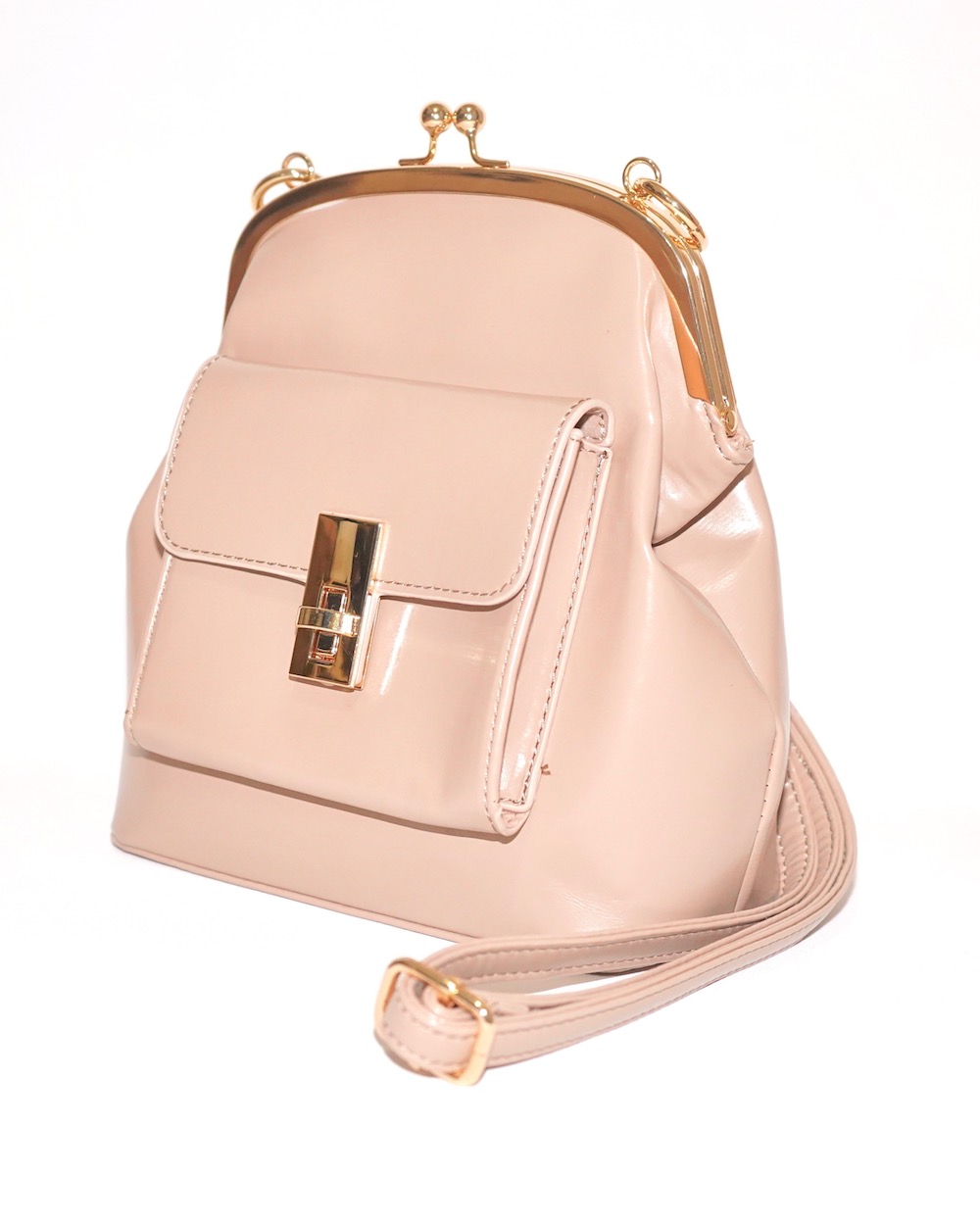 Purse Frame Pocket Shoulder Bag (beige)