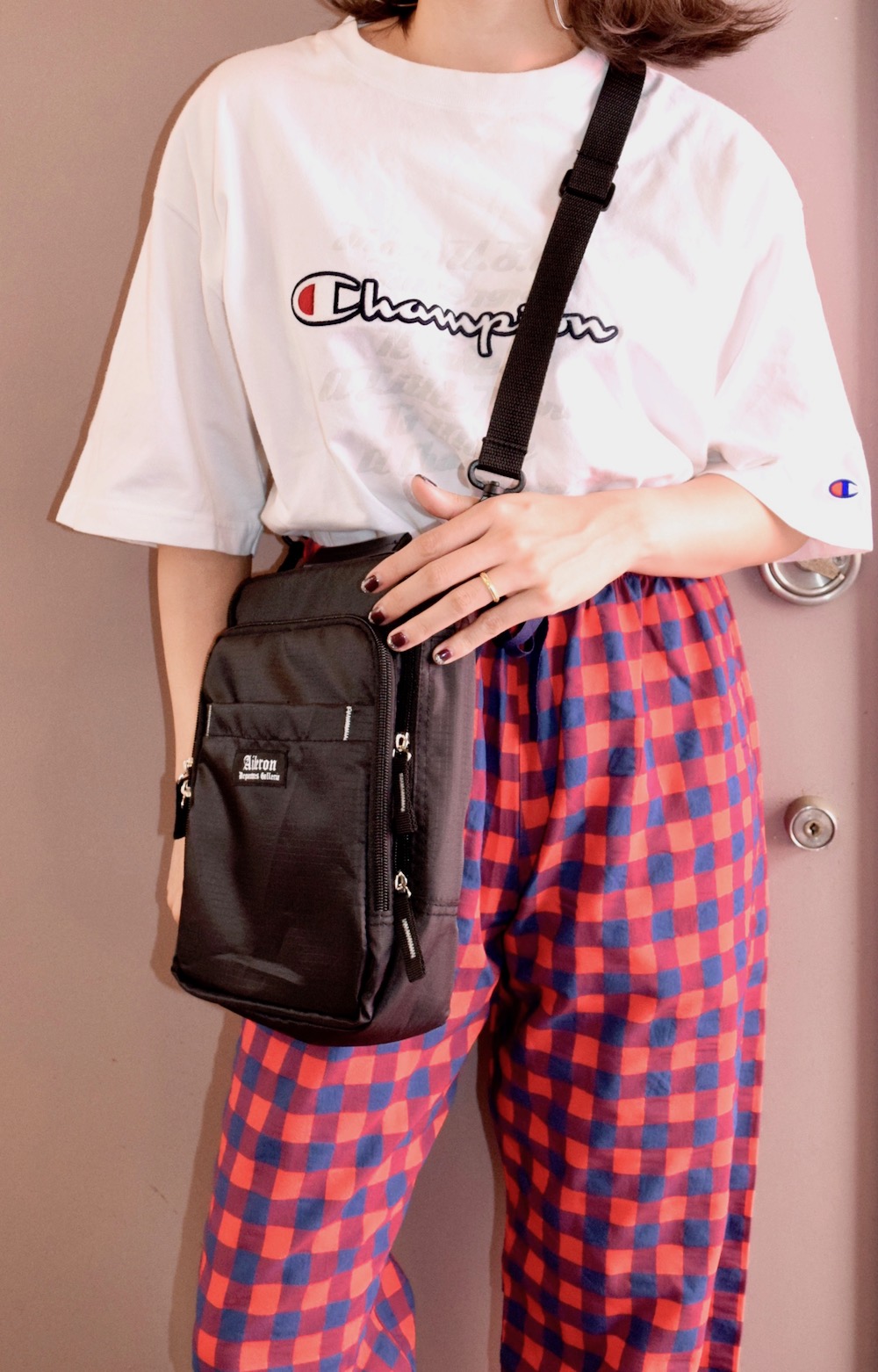 Champion USA LOGO BIG TEE(white)