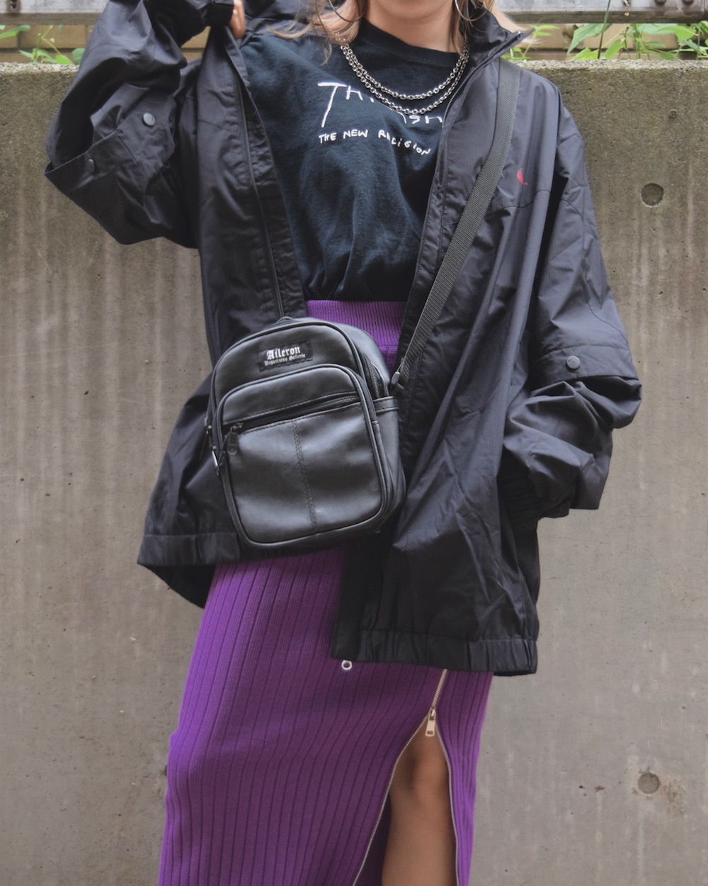 NIKE RED SWOOSH RIP STOP NYLON 2WAY PARKA(black)