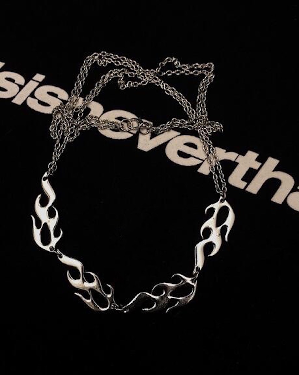 Flame Motif Silver Necklace