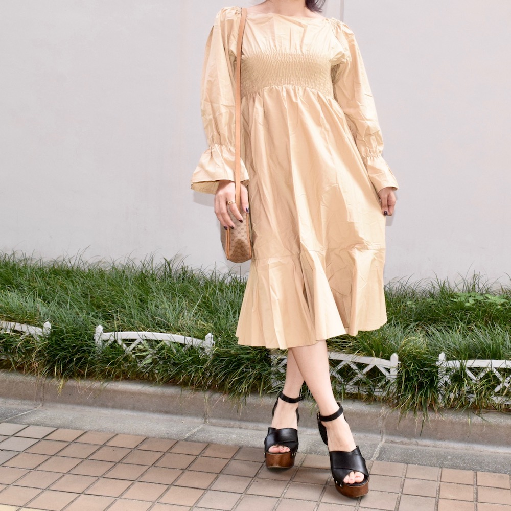 Shirring Design Mermaid One-piece（Beige）