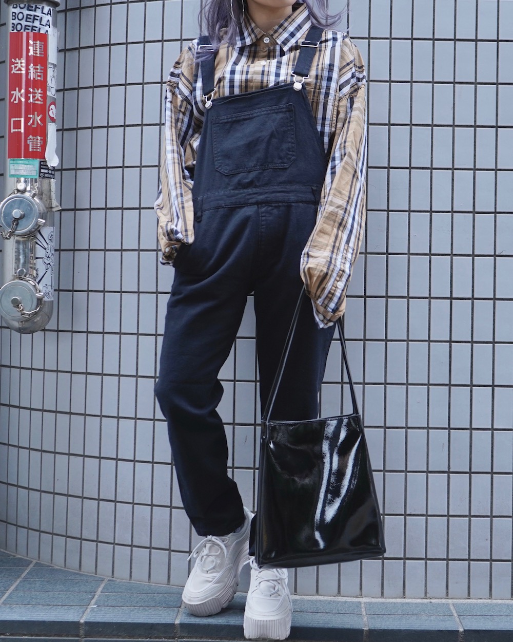 Black Denim Salopette Pants