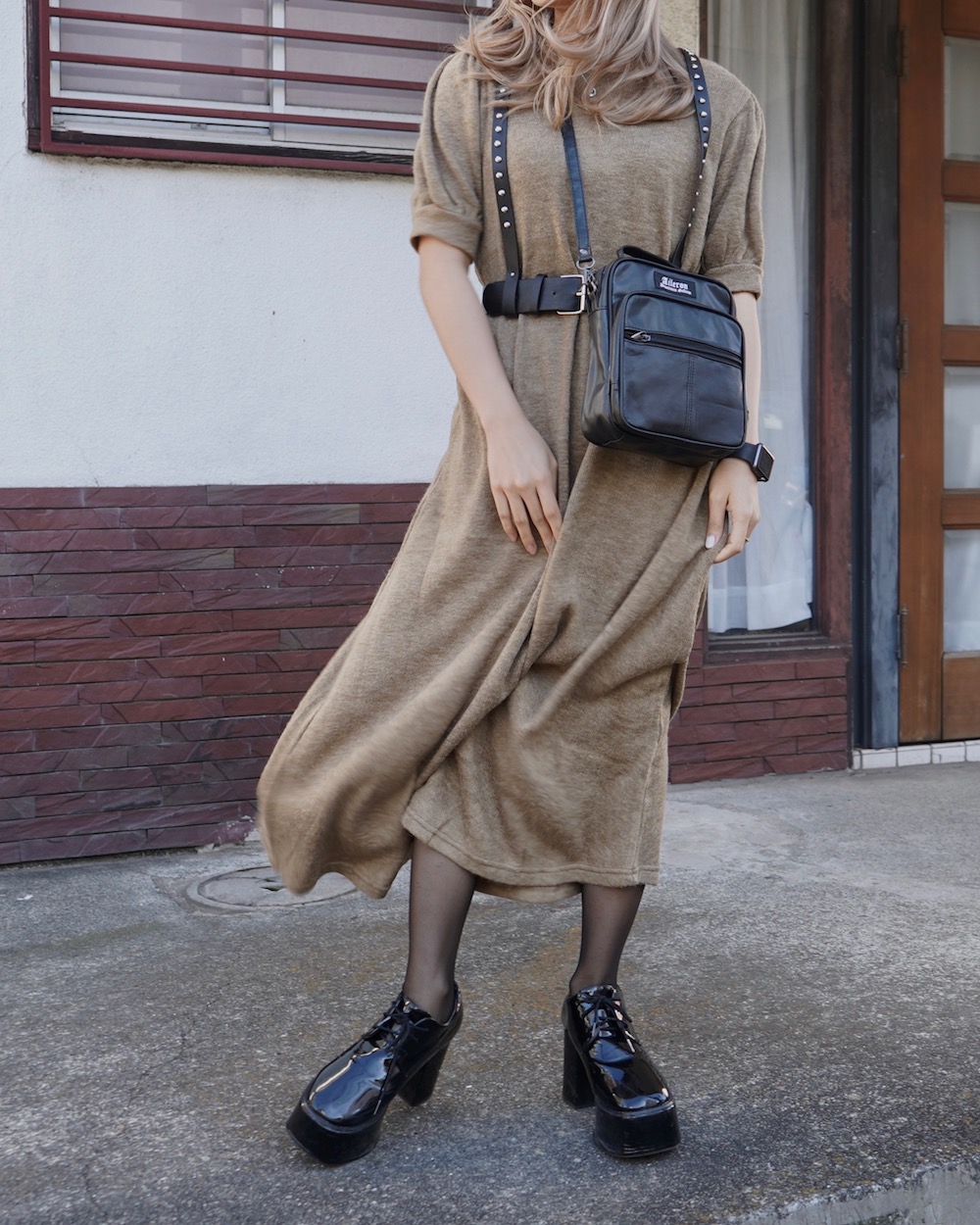 Puffsleeve A-Line Long Onepiece (beige)