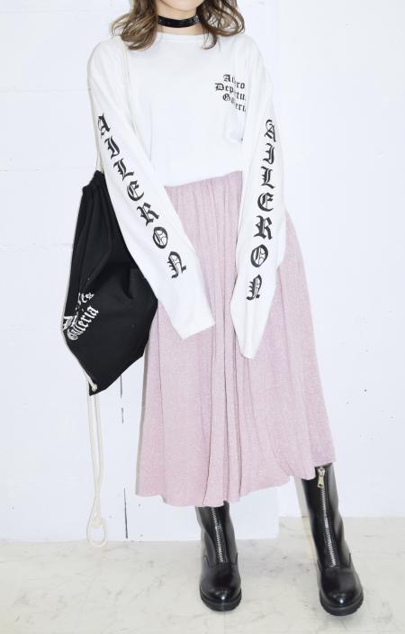 キラキラプリーツニットスカート(Baby Pink)