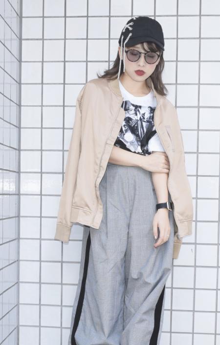 SATIN MA-1 JACKET(BGE)