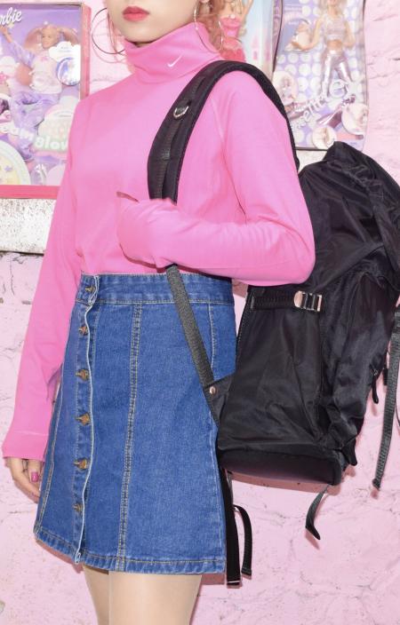 (全3色)"NIKE" 刺繍ロゴタートルネックトップス