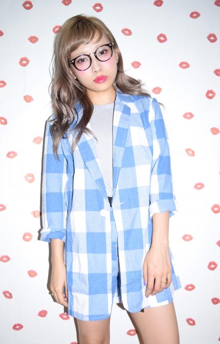 《雑誌掲載》サックスブルーのブロックチェックセットアップ