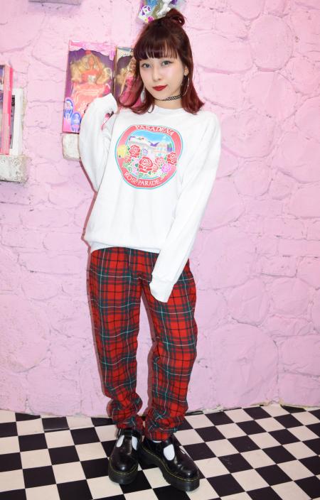 Rose Print Sweat Pull Over(WHT)