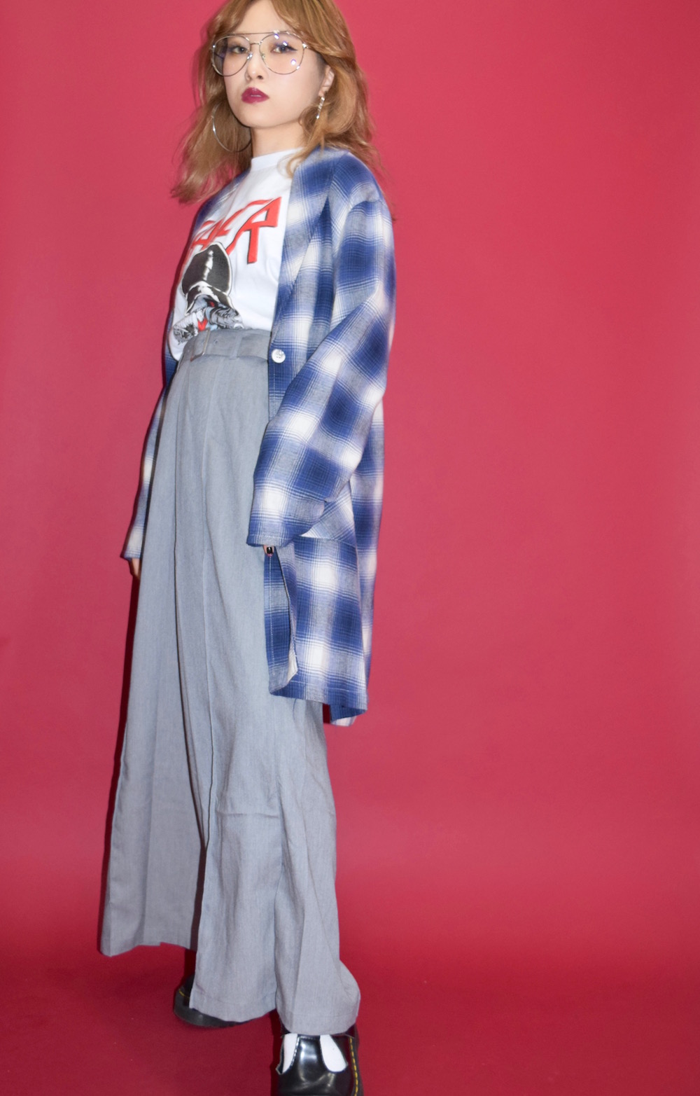 (全2色)ベルト付きセンタープレススリットワイドパンツ