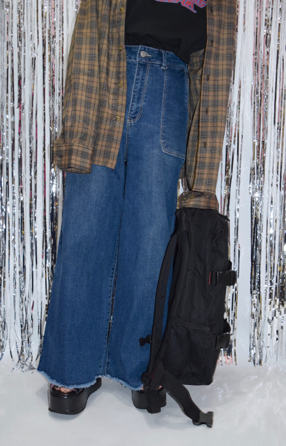 ヘムカット デニムワイドパンツ