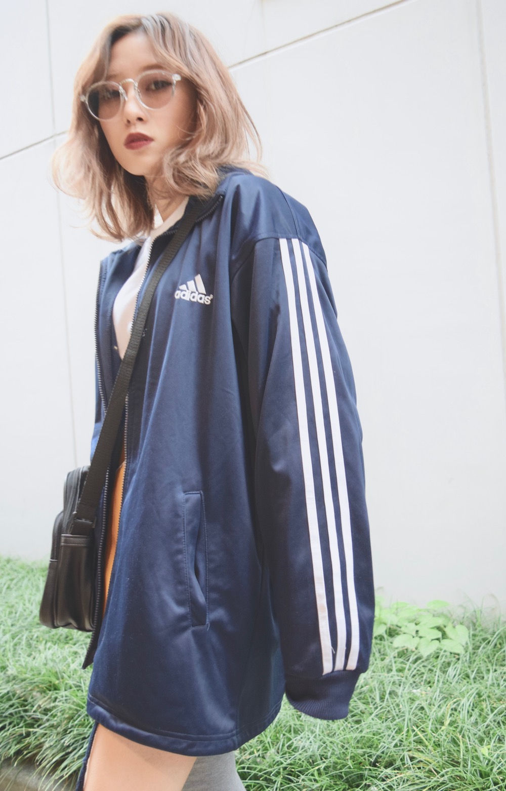 adidas 3LINE SLEEVE BIG TRACK JACKET(navy)
