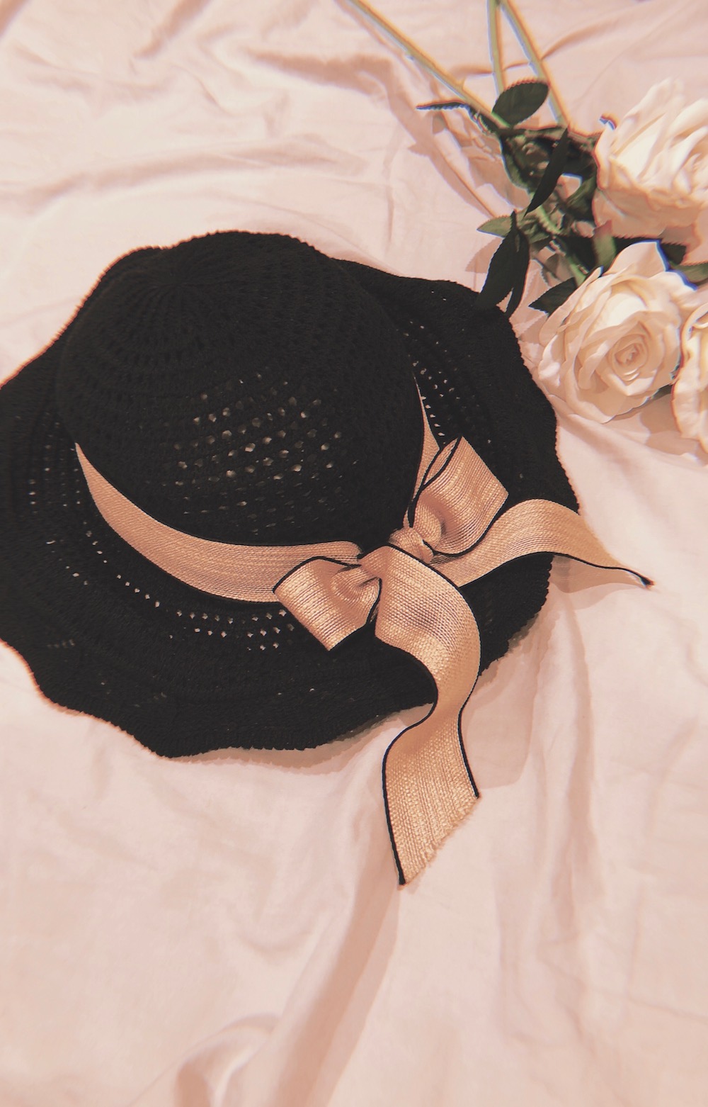 Ribbon Crochet Hat（black）