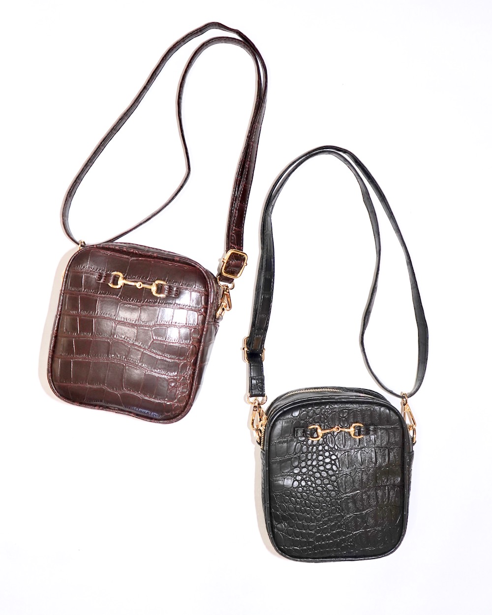 Bit Crocodile Touch Shoulder Bag (brown)