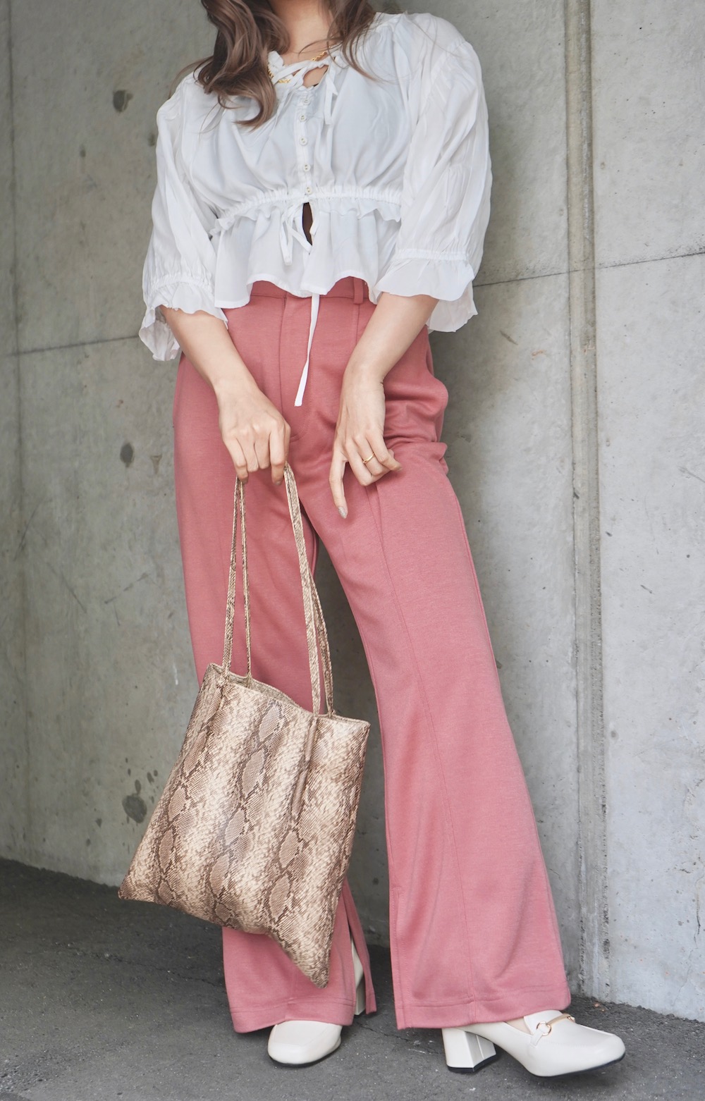 Ribbon String Cotton Puffsleeve Tops (white)