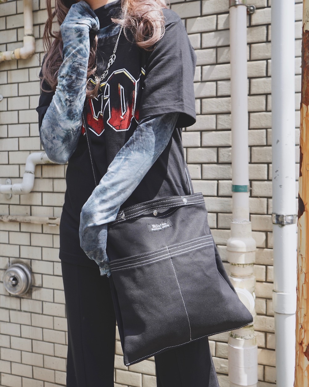 Tie-dye High Neck L/S Tops（blue）