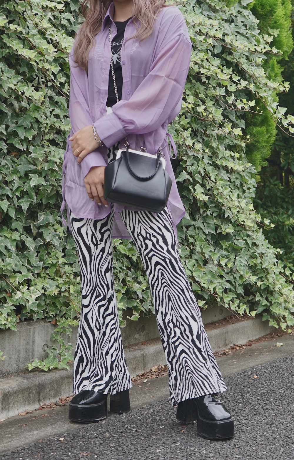 Oversized See-through Shirts (lilac purple）