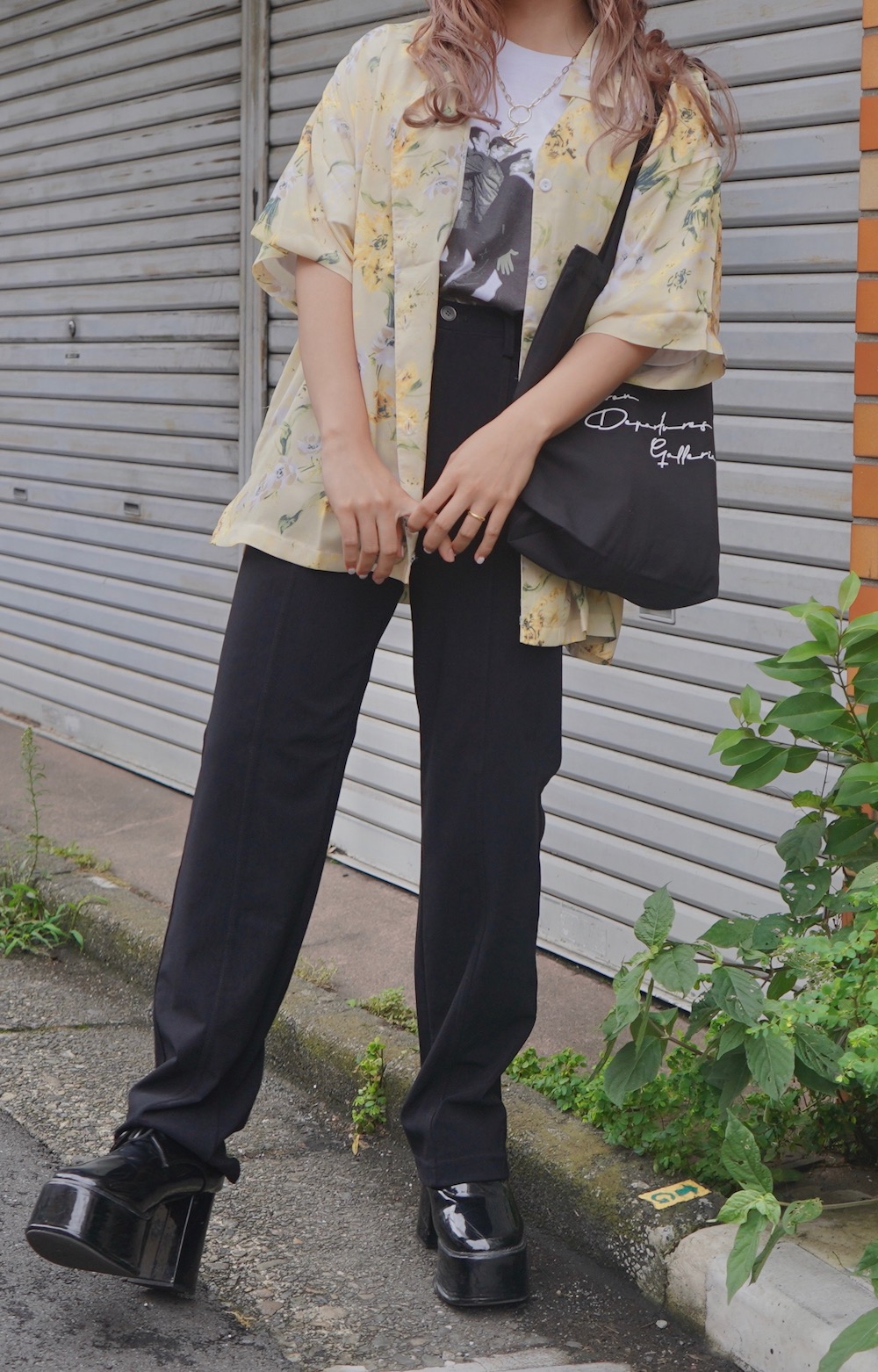 Oversized Floral Sheer Shirts (lemon yellow)