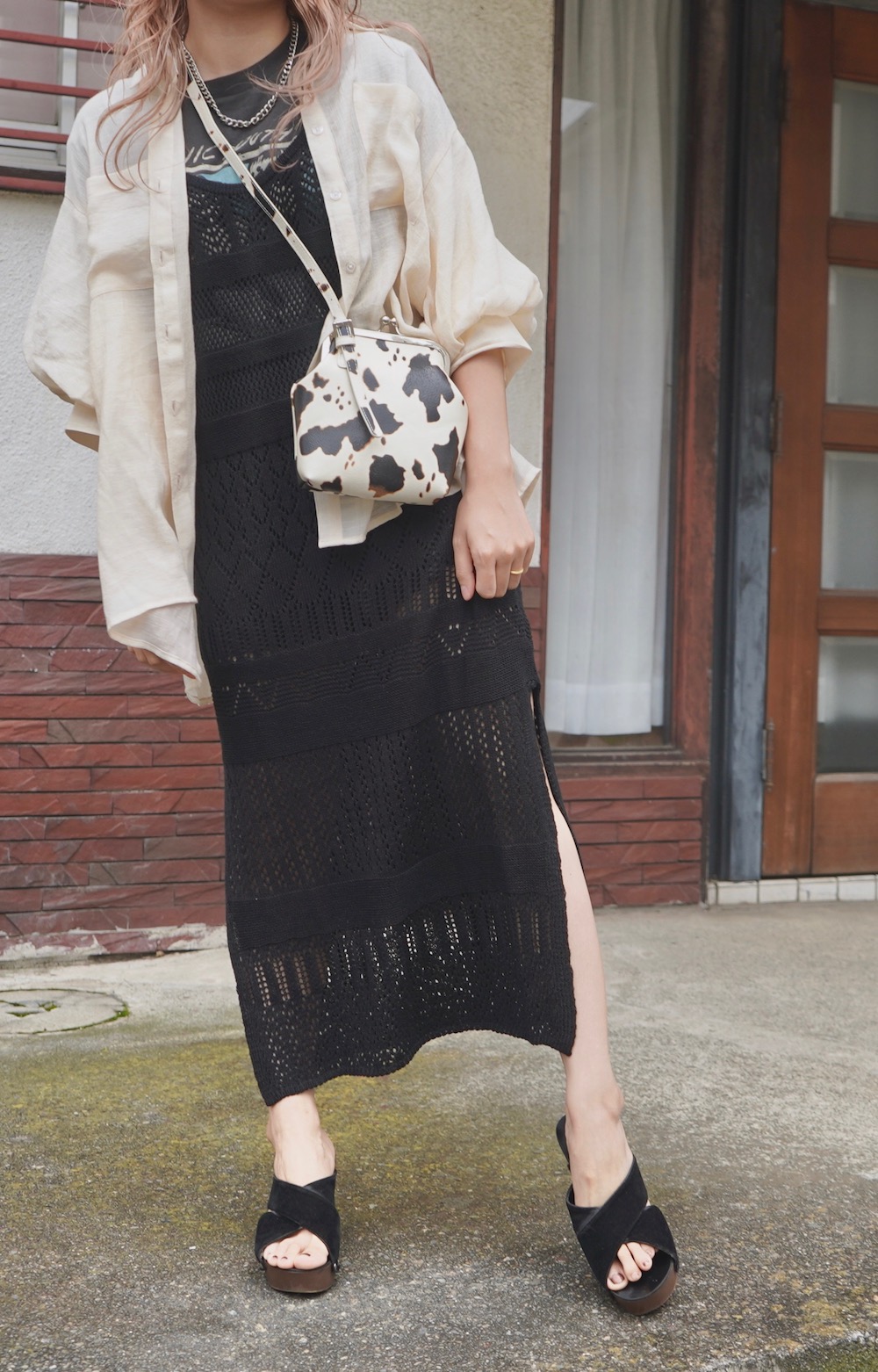 Balloon Sleeve Big Sheer Shirts (ecru)