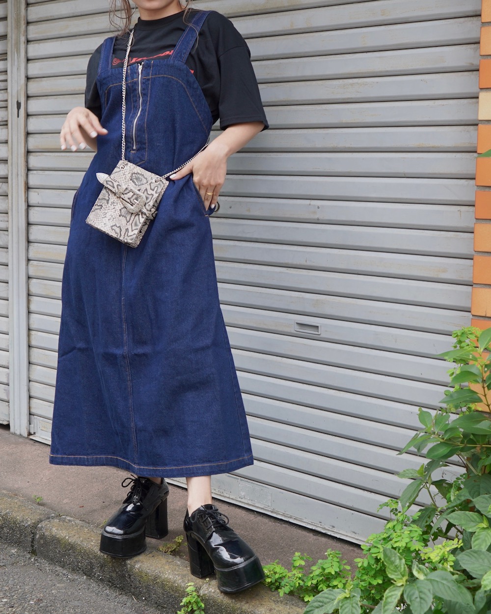 A-Line Denim Jumper Skirt (indigo)