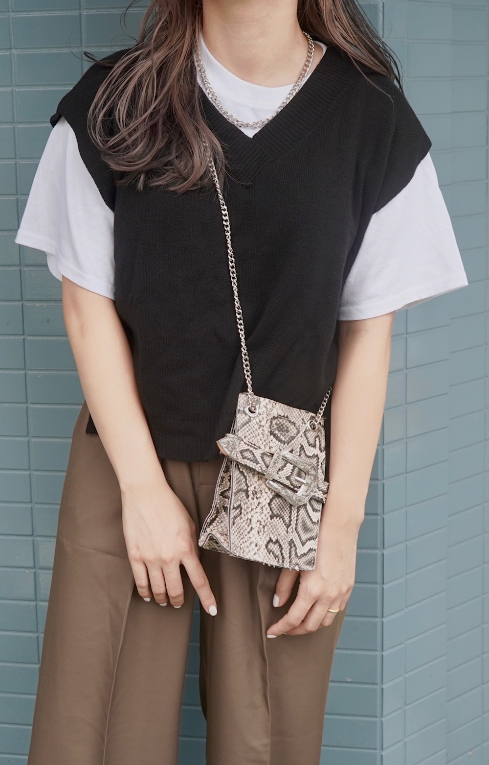 Basic V-neck Knit Vest (black)