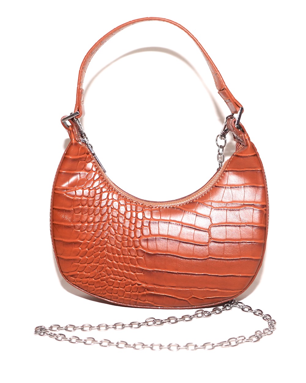 2way Crocodile Touch Half-moon Bag (brown)
