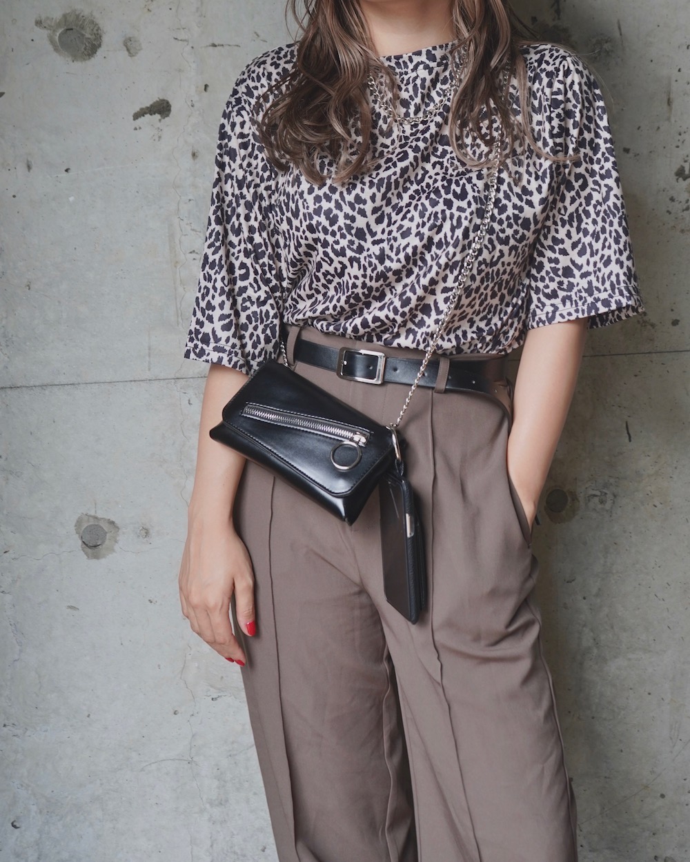 Leopard Pattern Big T-shirts (beige)