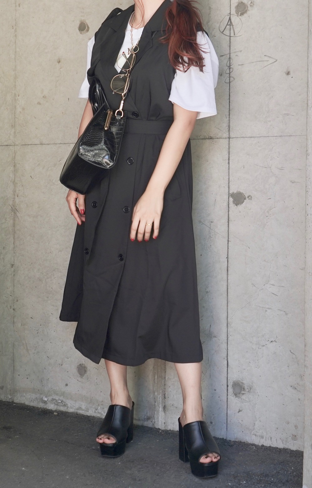 2way Trench Like Long Onepiece (black)