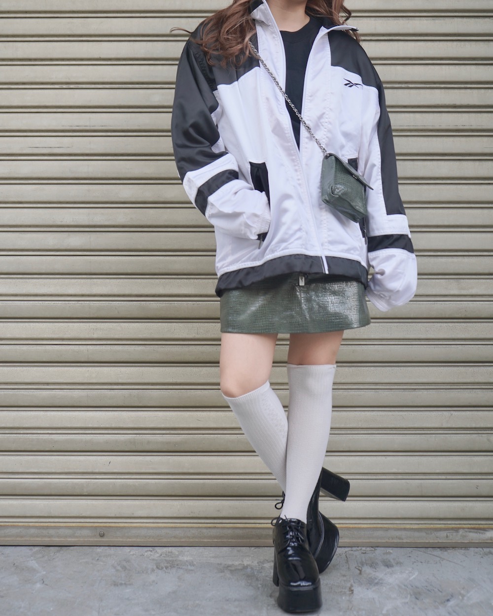 REEBOK Bi-Color 1point Logo Nylon Jacket(black/white)