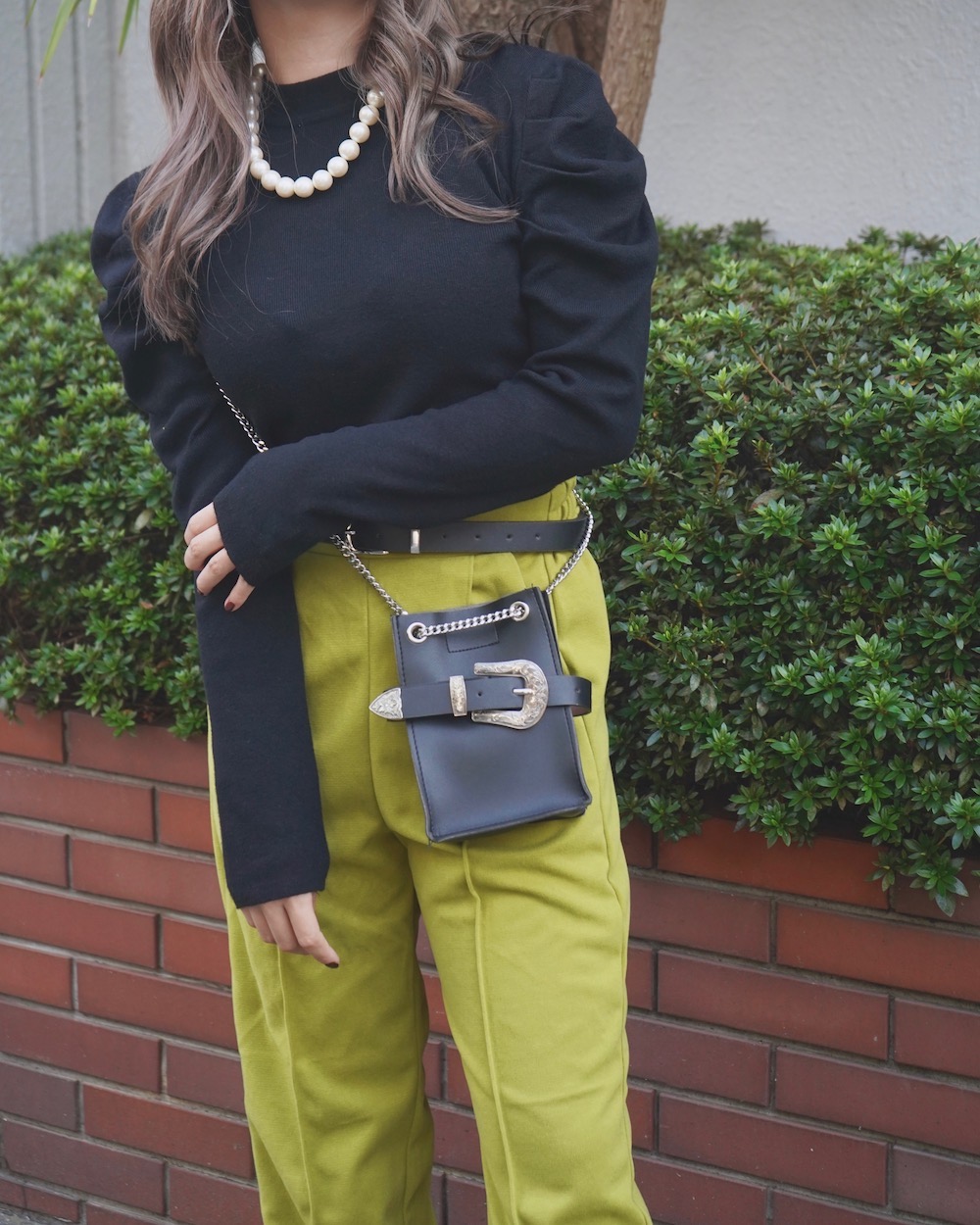 Basic Puff Shoulder Knit Tops (black)