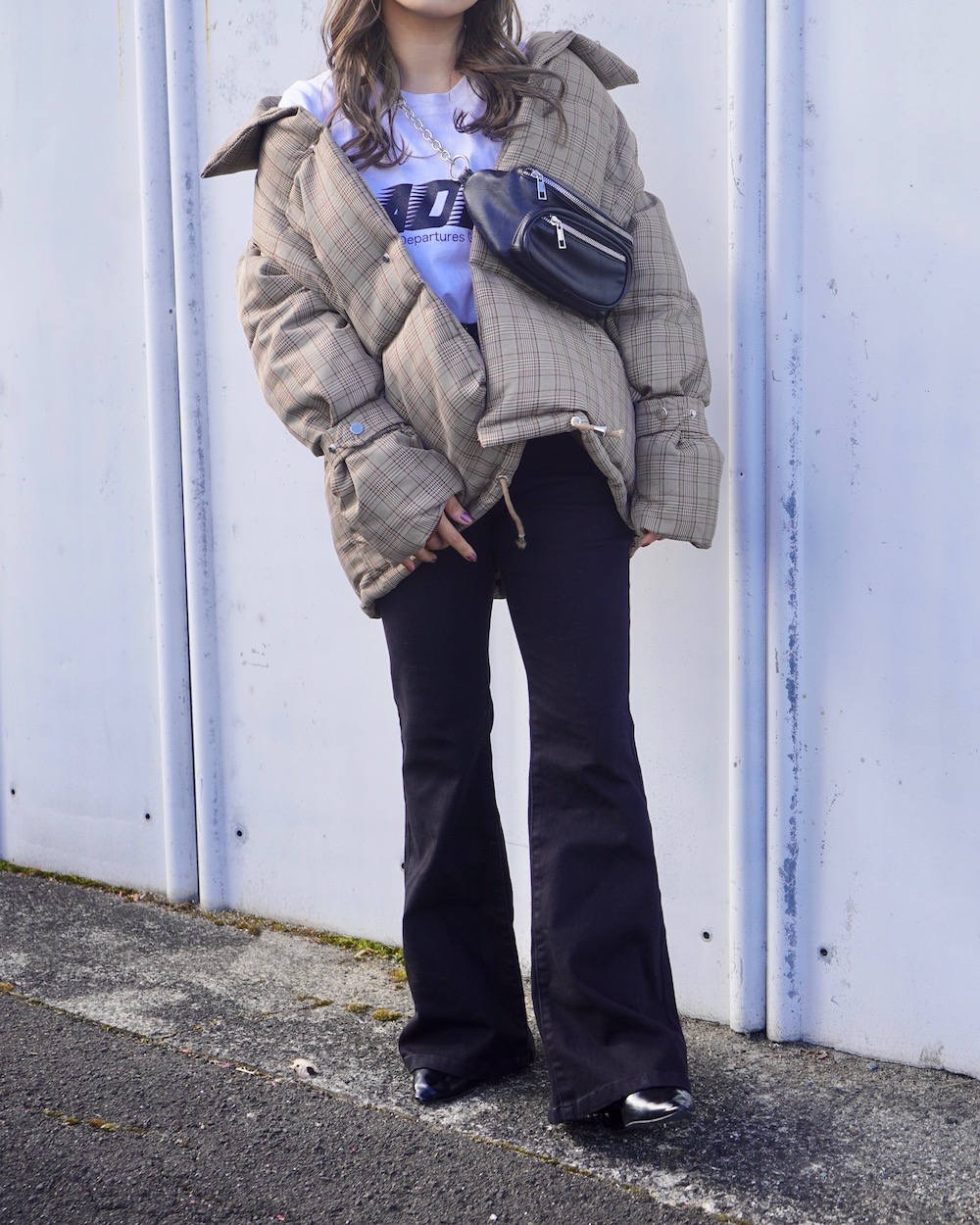 Checked Padding Down Jacket (beige)