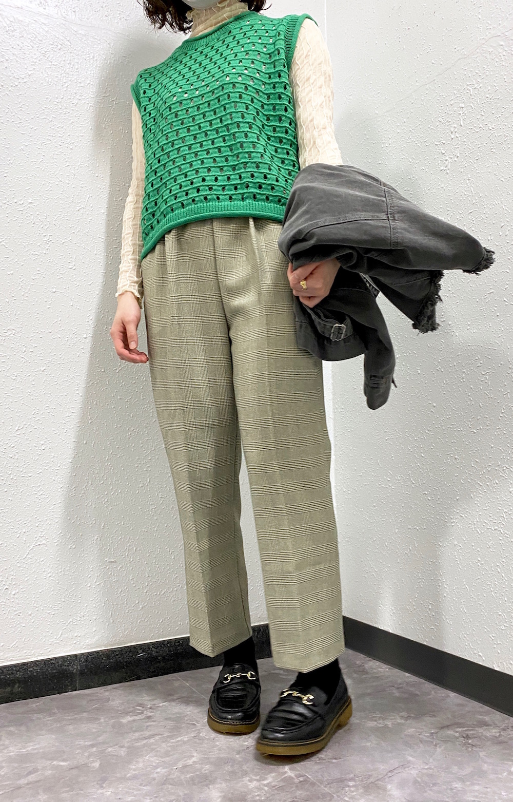 Crochet Knit Vest (Green)