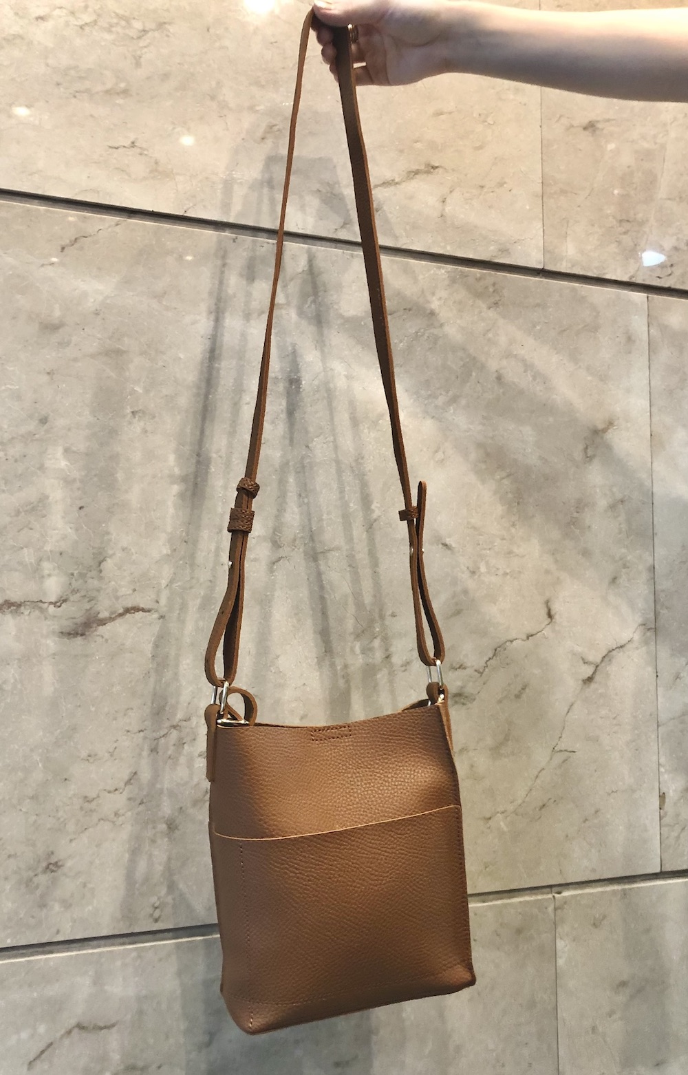 2way Leather-touch Square Shoulder Bag (brown)