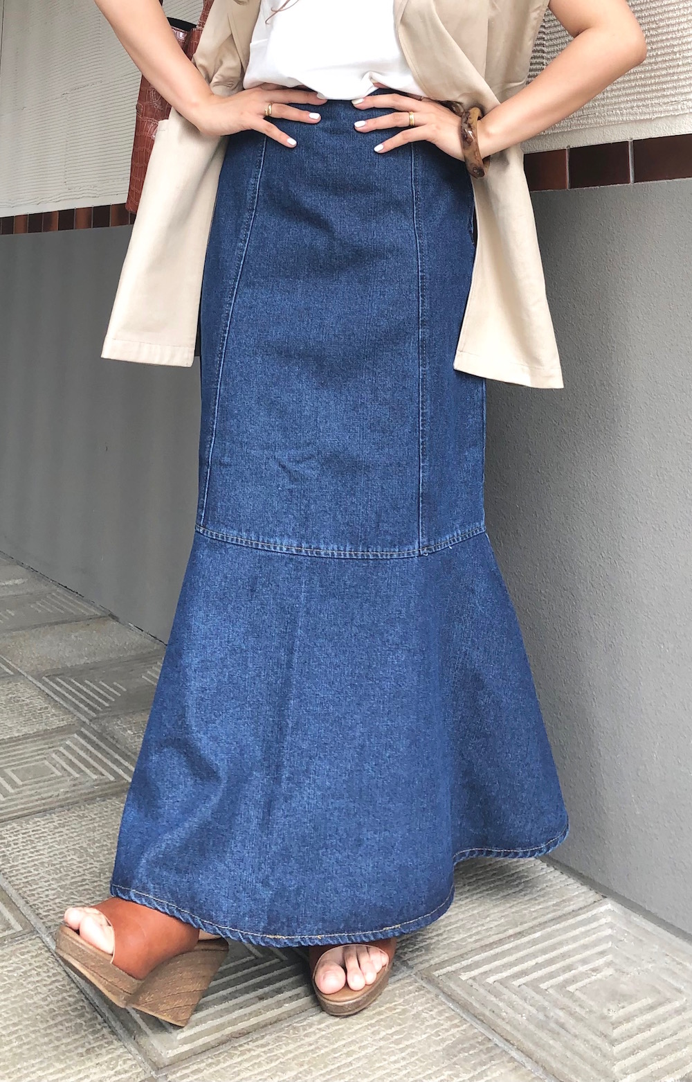 Mermaid Denim Long Skirt（indigo blue）