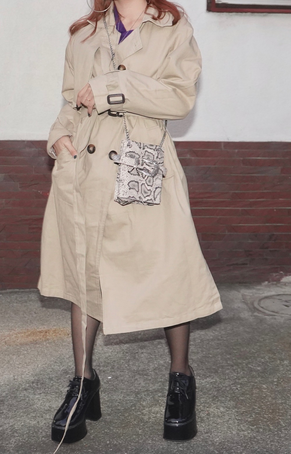 Belted Long Trench Coat (beige)