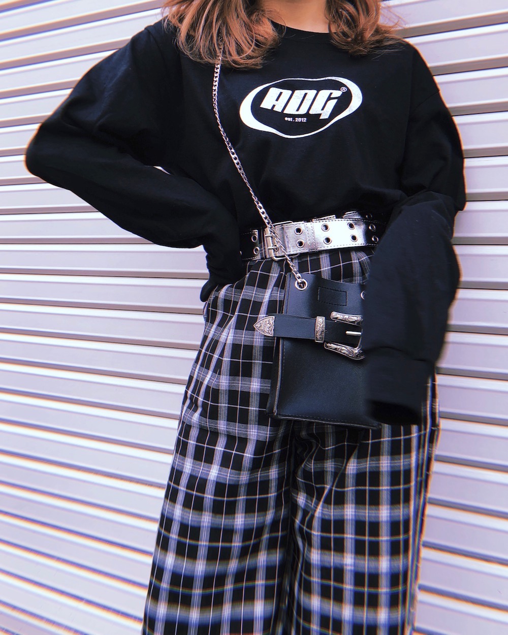 ADG OVAL LOGO BIG L/S TEE (black-silver logo)