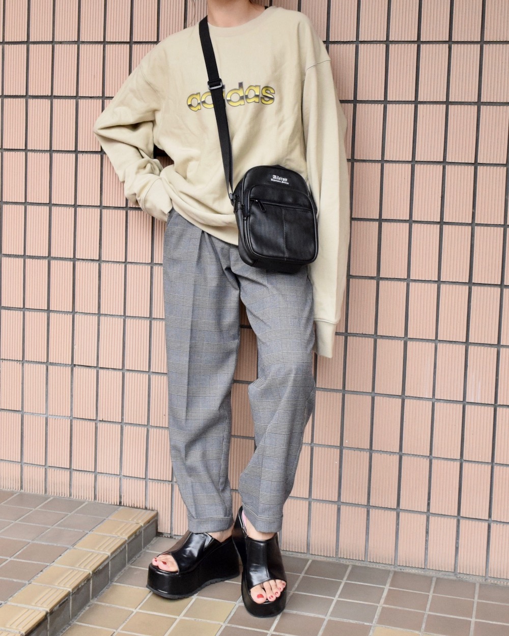 adidas BLOCK LOGO BIG SWEAT PO(beige)