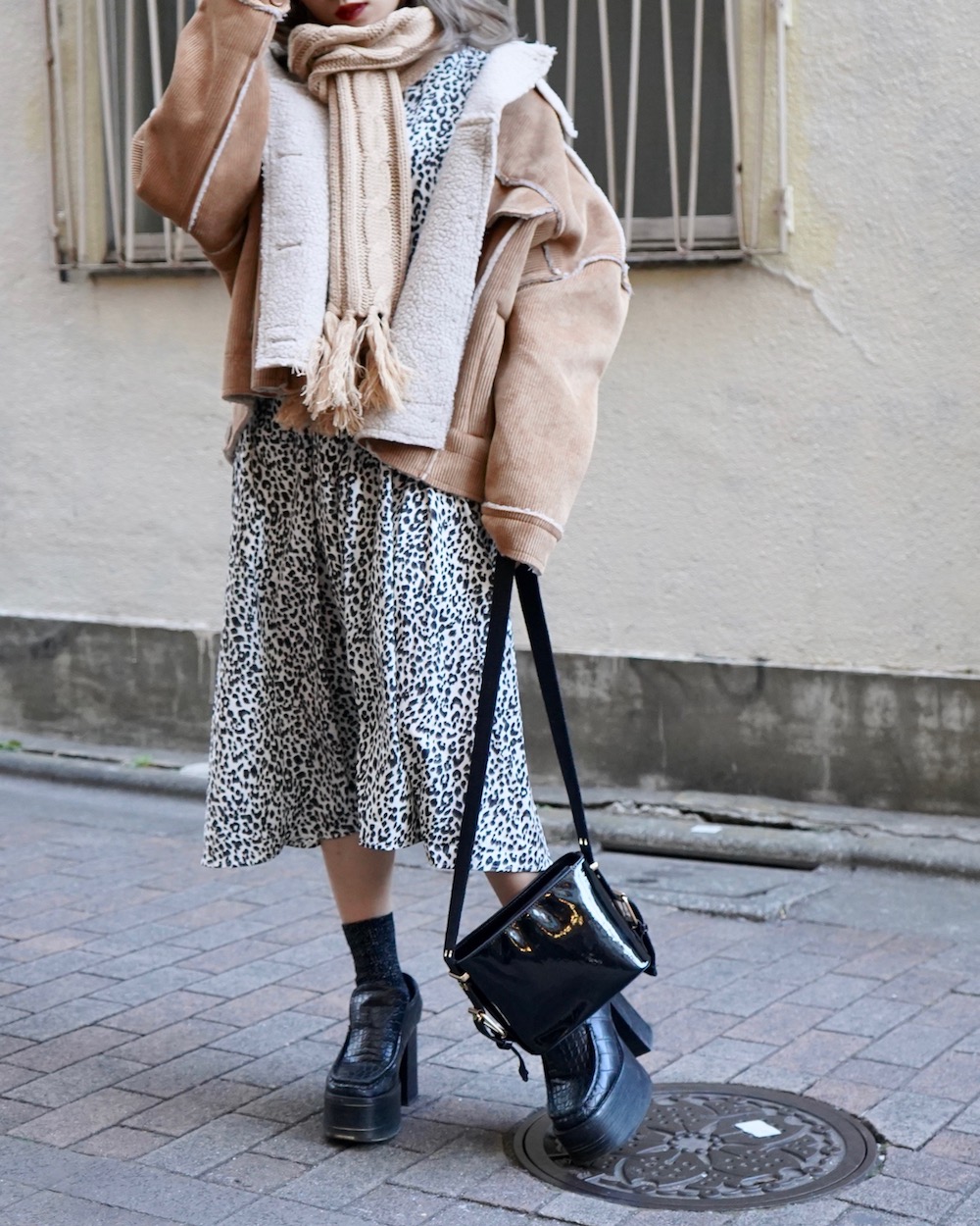 Monotone Leopard Flare Long Onepice