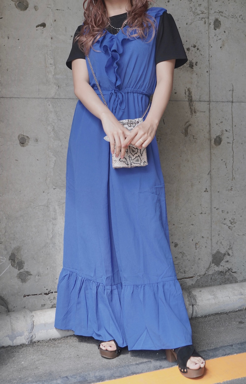 Frill Desing Salopette Pants (royal blue)