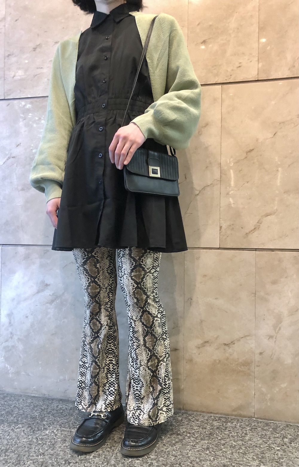 Waist Gather Flare Mini-Onepiece (black)