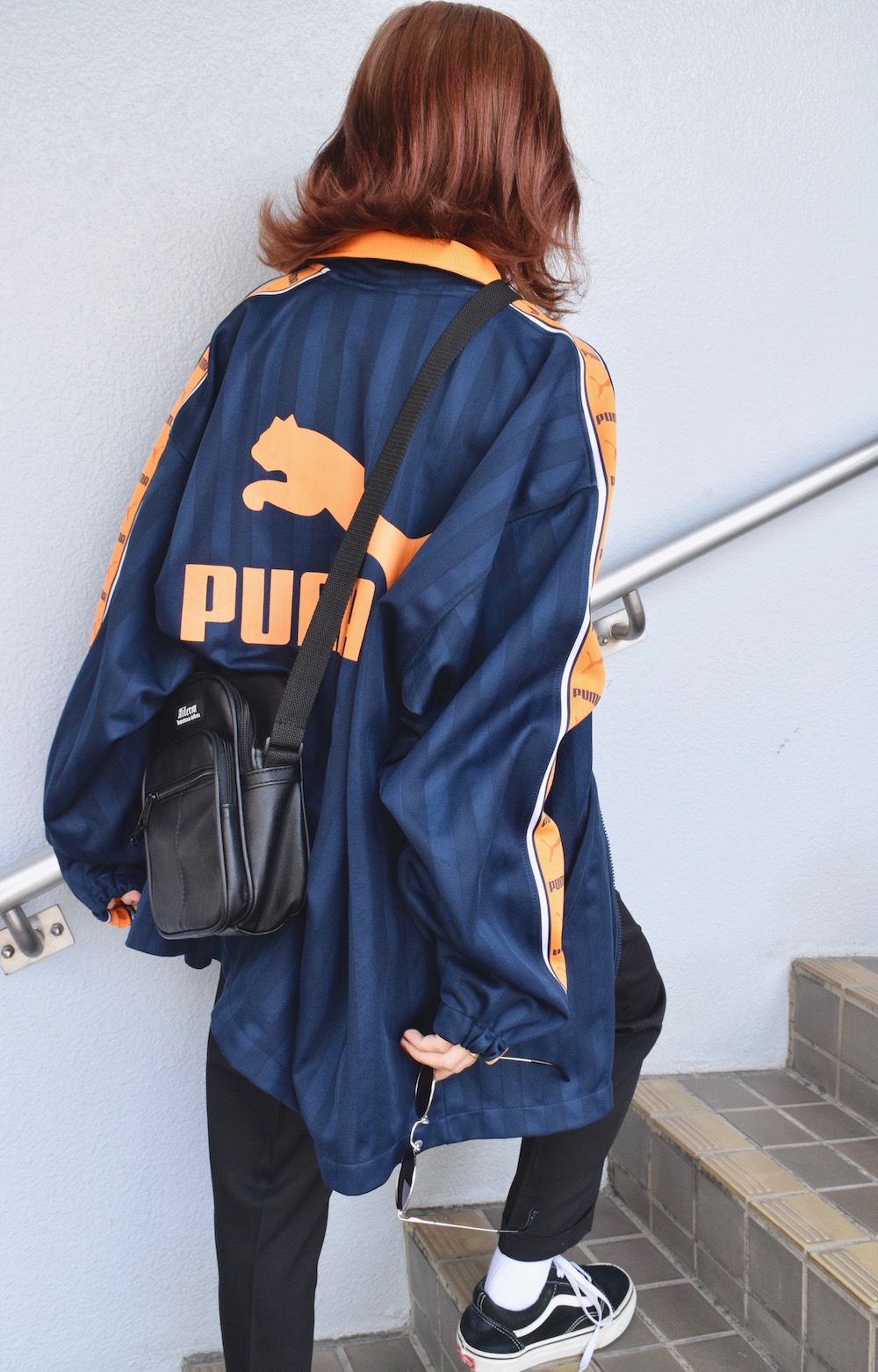 PUMA LINE SLEEVE LOGO TRACK JACKET(navy/orange)