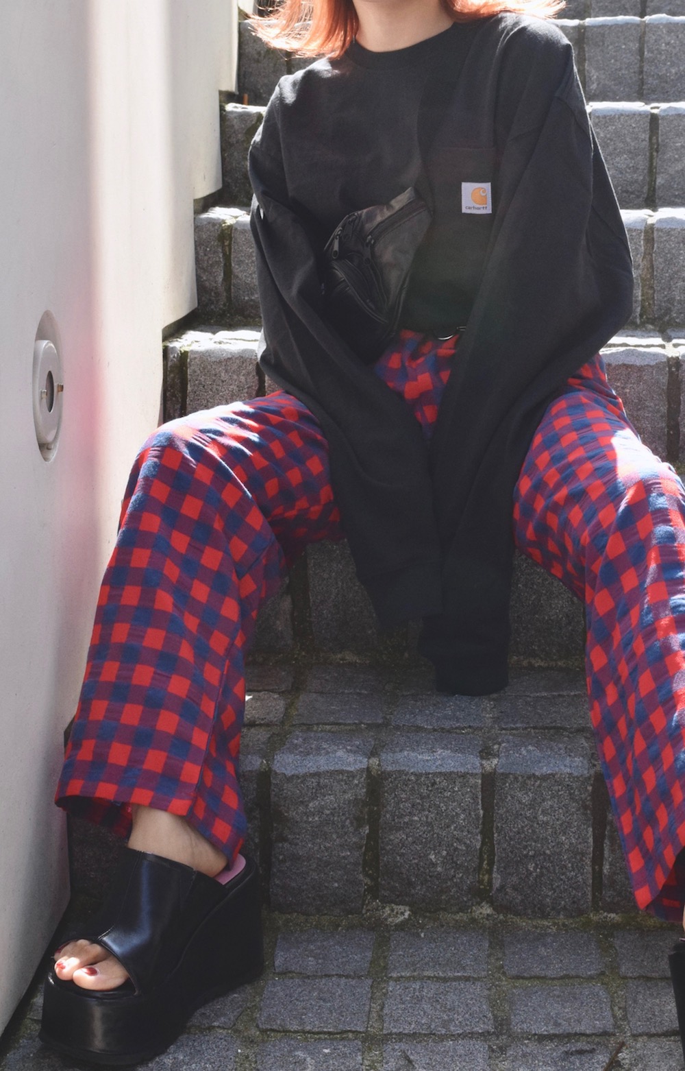 carhartt 1P Logo Pocket Big L/S Tee(black)