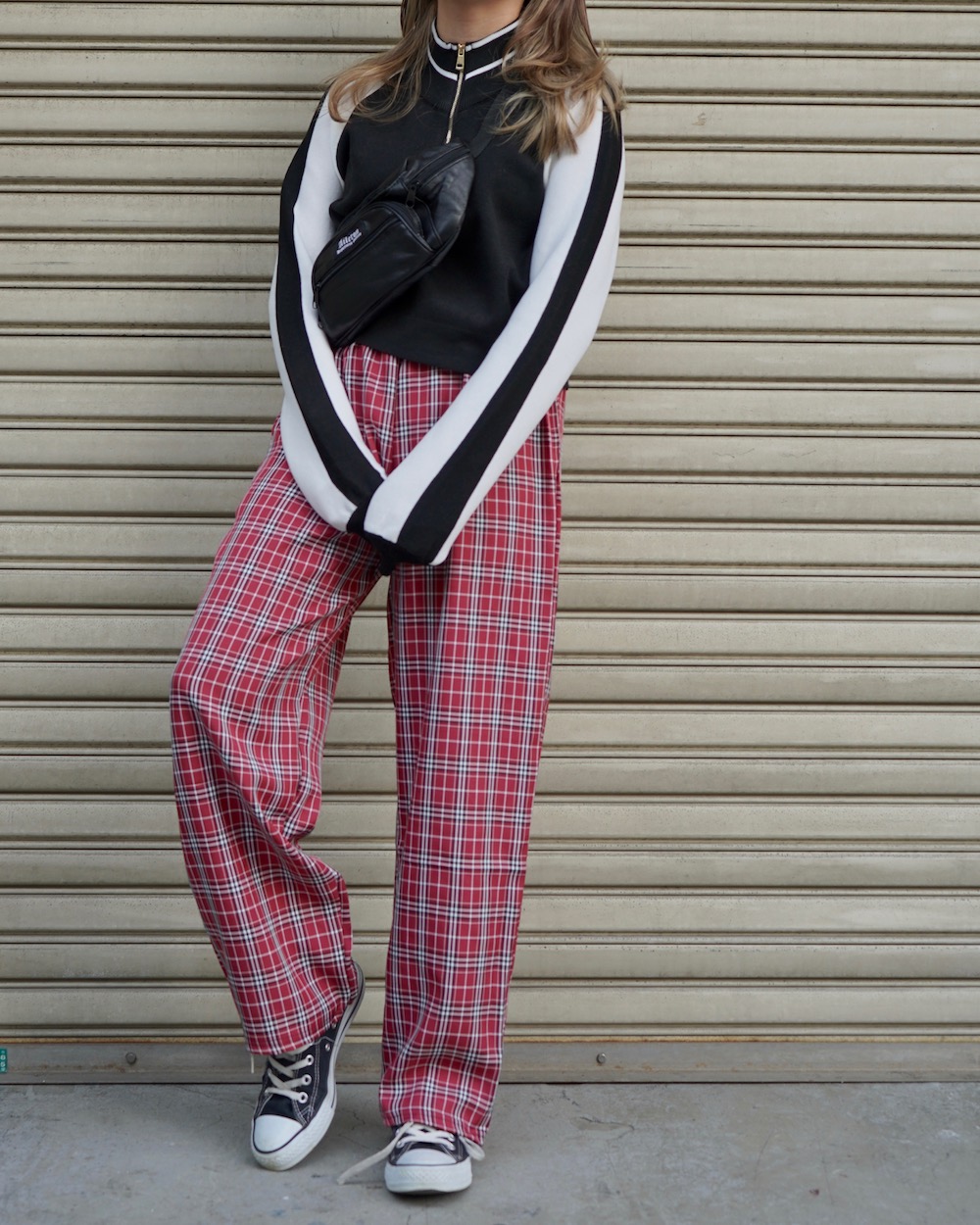 Check Easy Wide Pants (red)