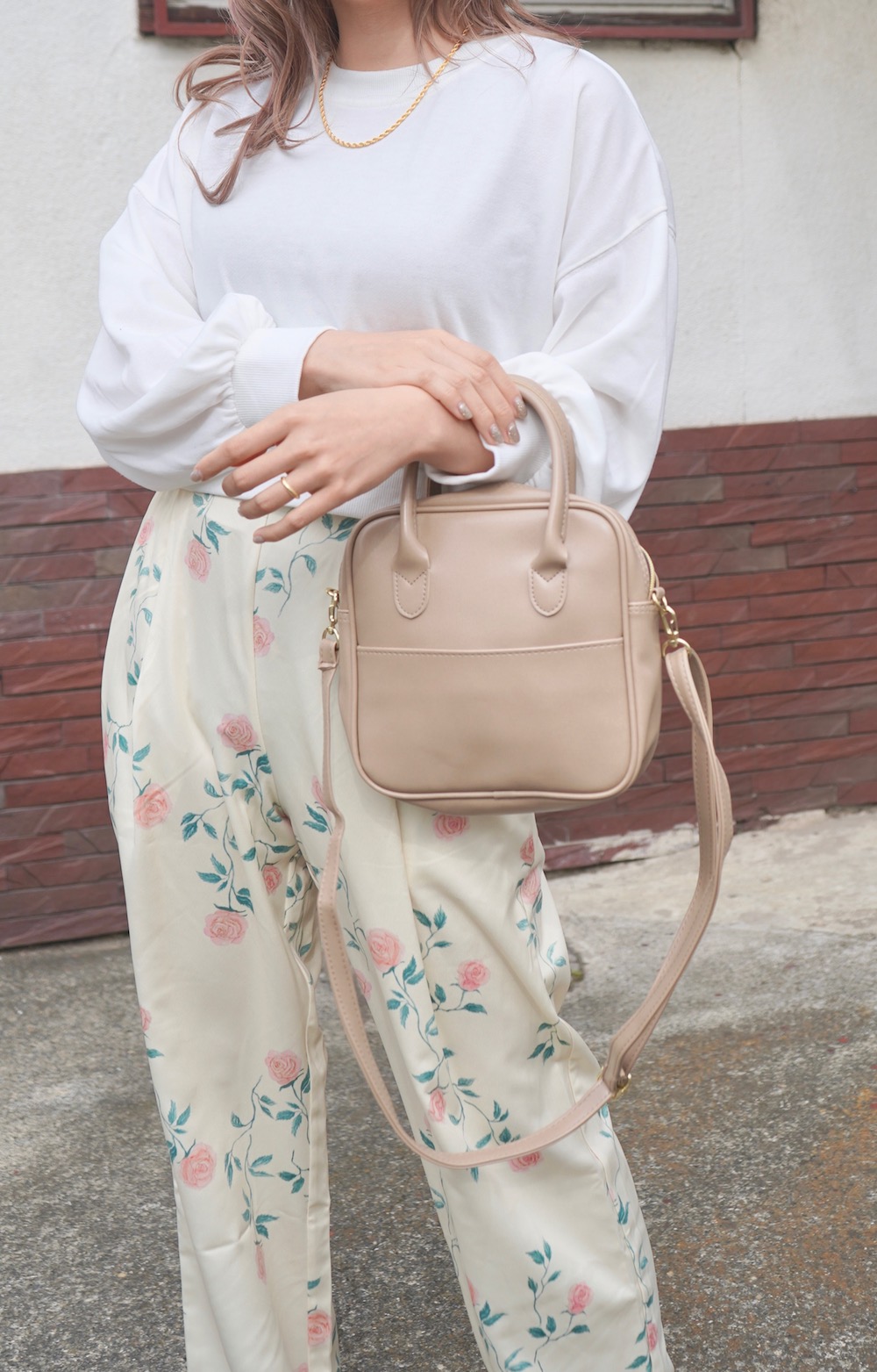 Handle&Shoulder 2way Square Bag (beige)