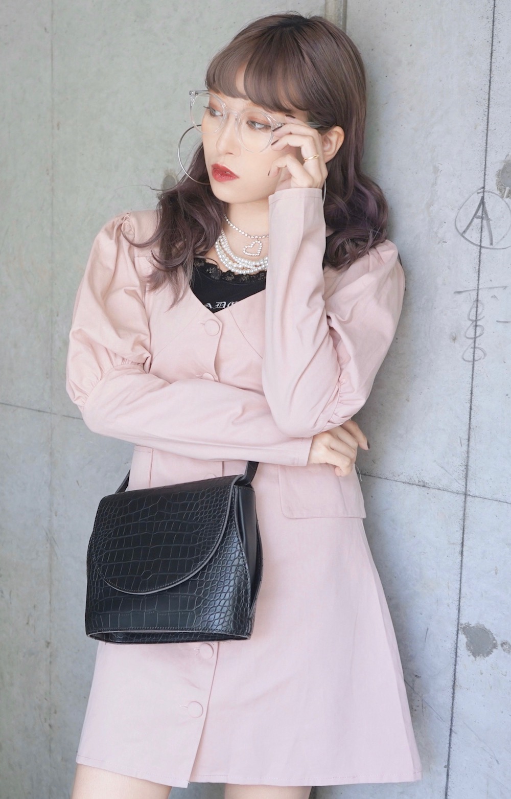 Puffsleeve A-Line Jacket Onepiece (baby pink)