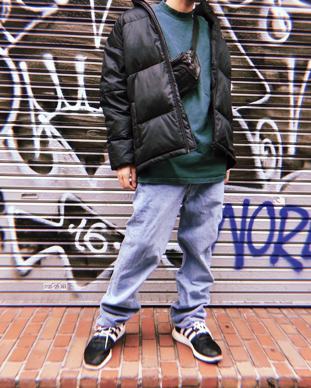 Champion LOGO NYLON DOWN JACKET(black)